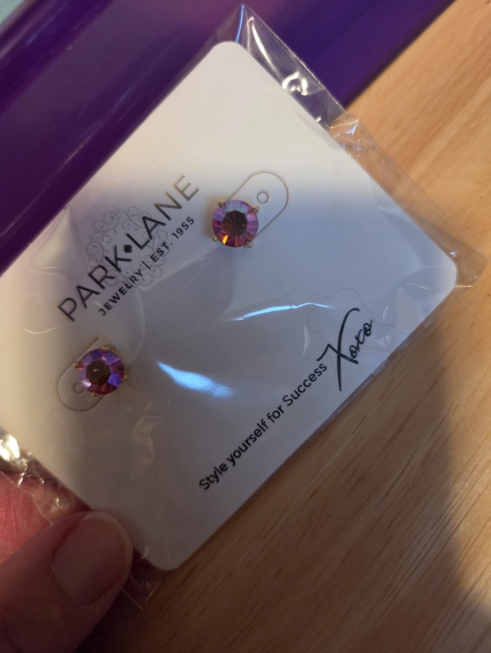 Park Lane Iridescent Coral Crystal Round Stud Earrings
